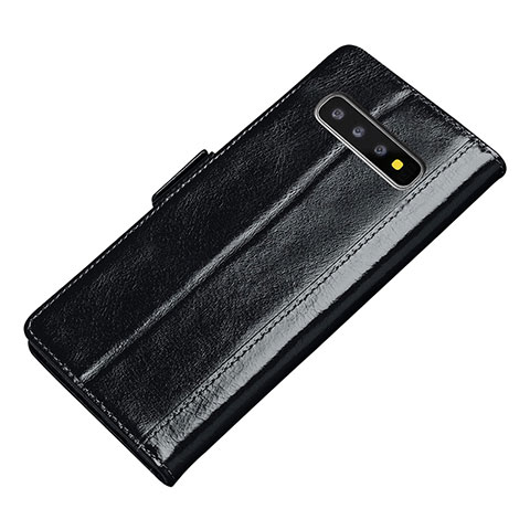 Custodia Portafoglio In Pelle Cover con Supporto P01 per Samsung Galaxy S10 Nero