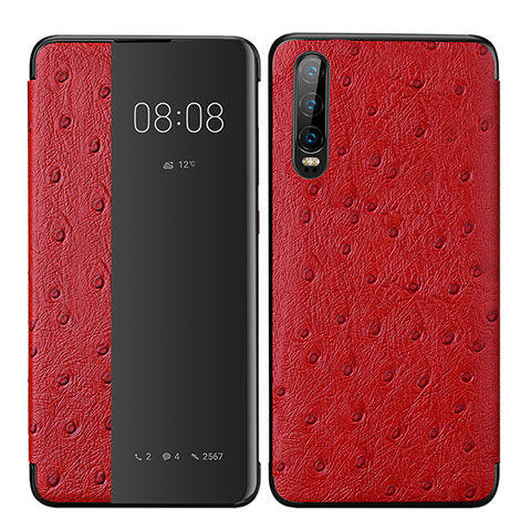 Custodia Portafoglio In Pelle Cover con Supporto P02 per Huawei P30 Rosso