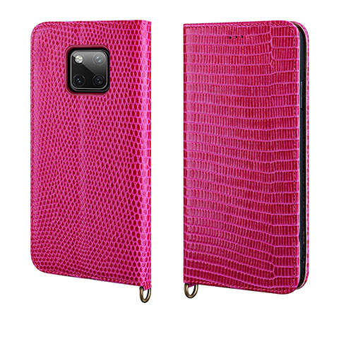 Custodia Portafoglio In Pelle Cover con Supporto P04 per Huawei Mate 20 Pro Rosa Caldo