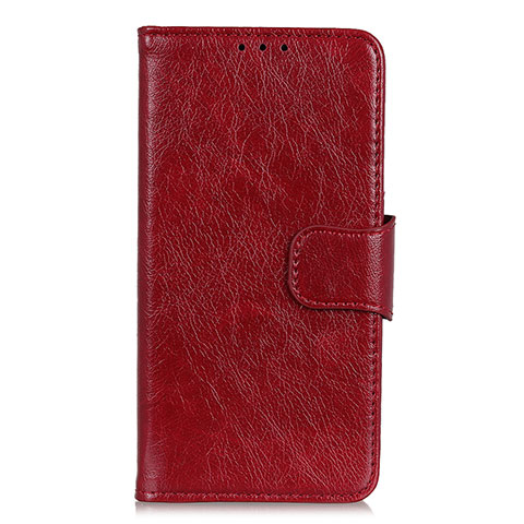 Custodia Portafoglio In Pelle Cover con Supporto per Alcatel 1C (2019) Rosso