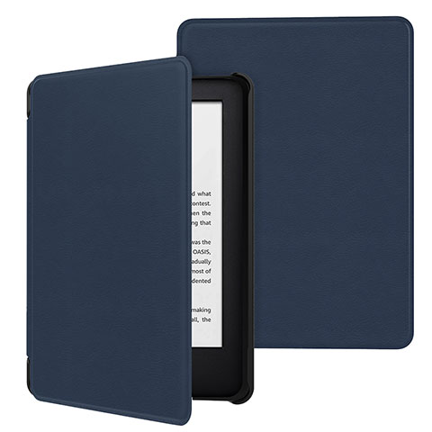 Custodia Portafoglio In Pelle Cover con Supporto per Amazon Kindle 6 inch Blu
