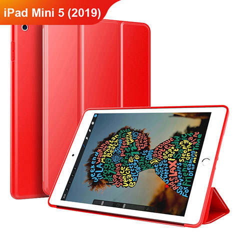 Custodia Portafoglio In Pelle Cover con Supporto per Apple iPad Mini 5 (2019) Rosso