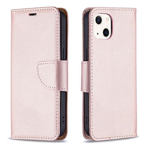 Custodia Portafoglio In Pelle Cover con Supporto per Apple iPhone 15 Plus Oro Rosa