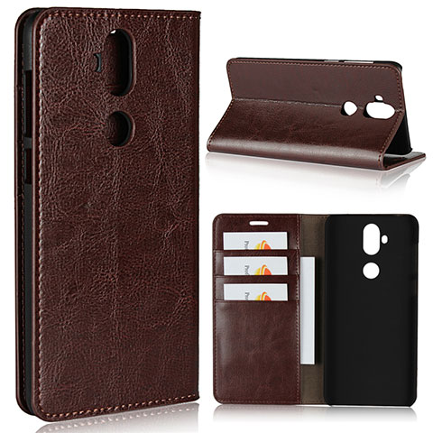 Custodia Portafoglio In Pelle Cover con Supporto per Asus Zenfone 5 Lite ZC600KL Marrone