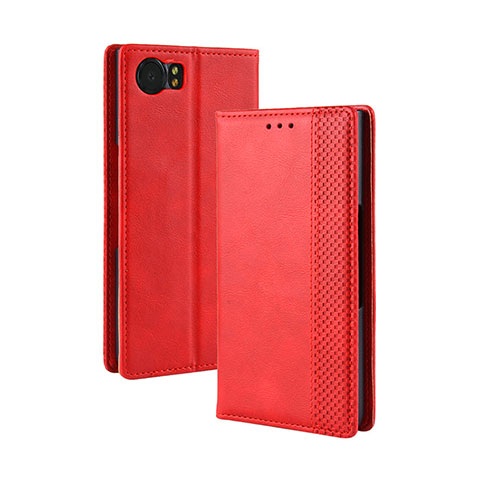 Custodia Portafoglio In Pelle Cover con Supporto per Blackberry KEYone Rosso