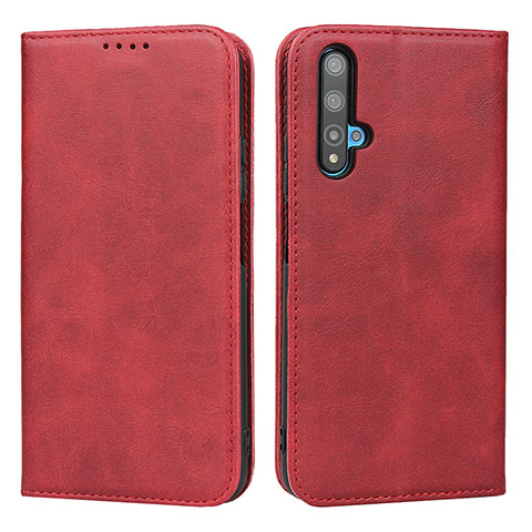 Custodia Portafoglio In Pelle Cover con Supporto per Huawei Honor 20 Rosso