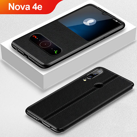 Custodia Portafoglio In Pelle Cover con Supporto per Huawei Nova 4e Nero