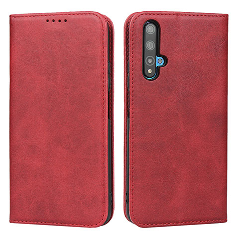 Custodia Portafoglio In Pelle Cover con Supporto per Huawei Nova 5T Rosso