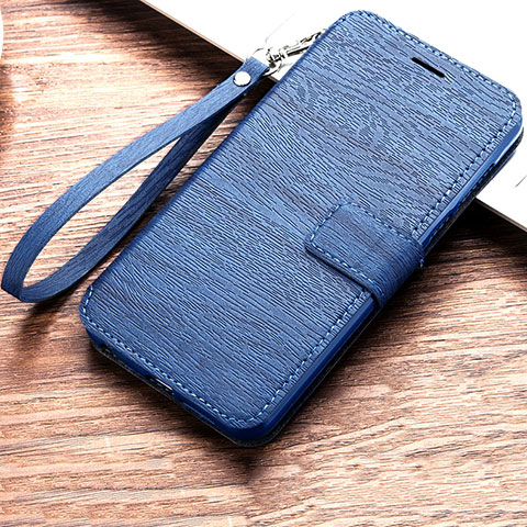 Custodia Portafoglio In Pelle Cover con Supporto per Huawei Y6 (2019) Blu