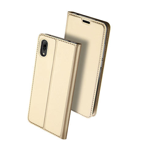 Custodia Portafoglio In Pelle Cover con Supporto per Huawei Y7 (2019) Oro