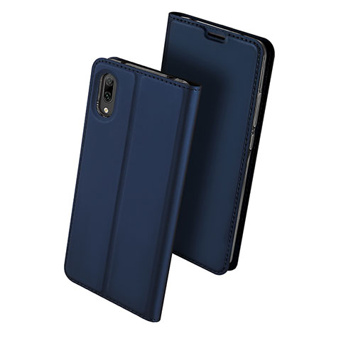 Custodia Portafoglio In Pelle Cover con Supporto per Huawei Y7 Prime (2019) Blu