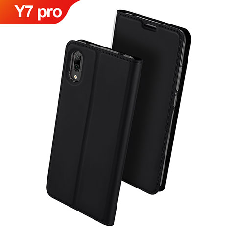 Custodia Portafoglio In Pelle Cover con Supporto per Huawei Y7 Pro (2019) Nero