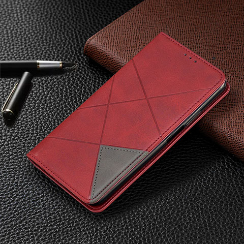Custodia Portafoglio In Pelle Cover con Supporto per LG G8 ThinQ Rosso