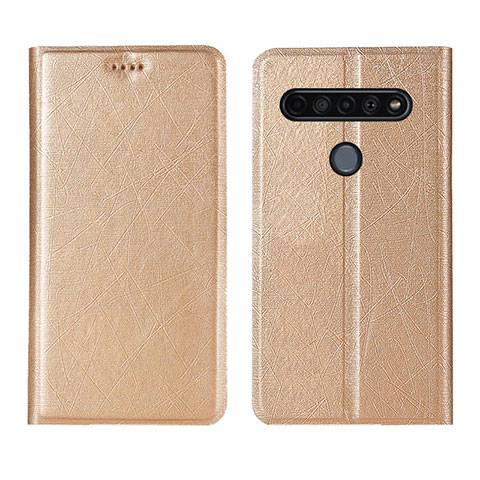 Custodia Portafoglio In Pelle Cover con Supporto per LG K51S Oro