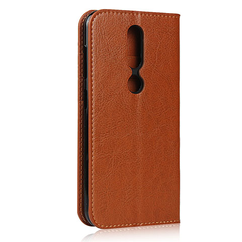 Custodia Portafoglio In Pelle Cover con Supporto per Nokia 4.2 Marrone Chiaro