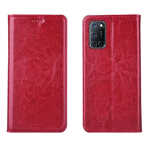 Custodia Portafoglio In Pelle Cover con Supporto per Oppo A52 Rosso