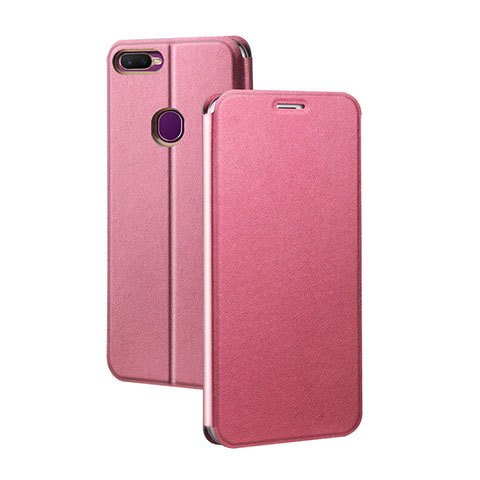 Custodia Portafoglio In Pelle Cover con Supporto per Oppo A7 Rosa Caldo