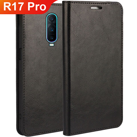 Custodia Portafoglio In Pelle Cover con Supporto per Oppo R17 Pro Nero