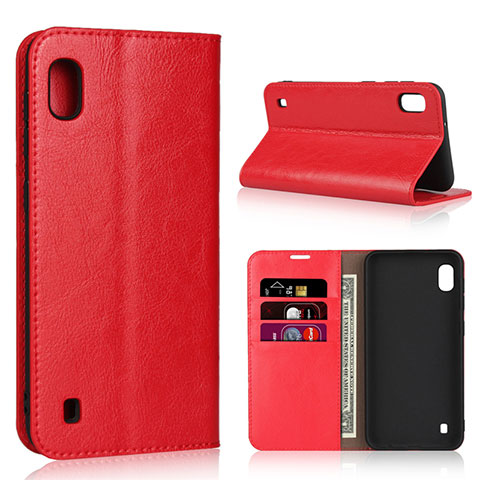Custodia Portafoglio In Pelle Cover con Supporto per Samsung Galaxy A10 Rosso