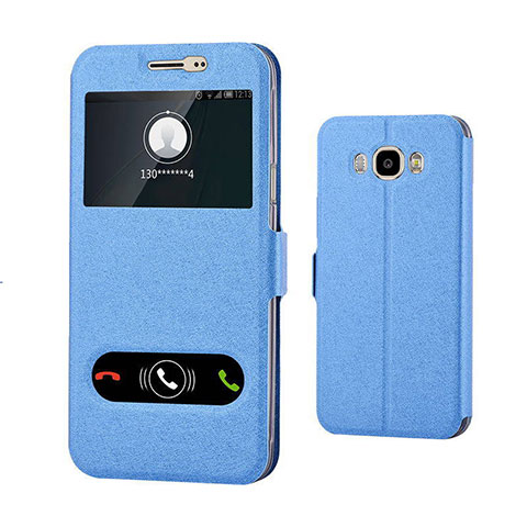 Custodia Portafoglio In Pelle Cover con Supporto per Samsung Galaxy J7 (2016) J710F J710FN Blu