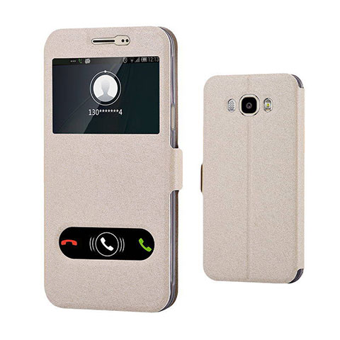 Custodia Portafoglio In Pelle Cover con Supporto per Samsung Galaxy J7 (2016) J710F J710FN Oro