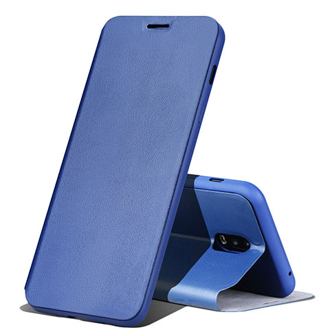 Custodia Portafoglio In Pelle Cover con Supporto per Samsung Galaxy J7 Plus Blu