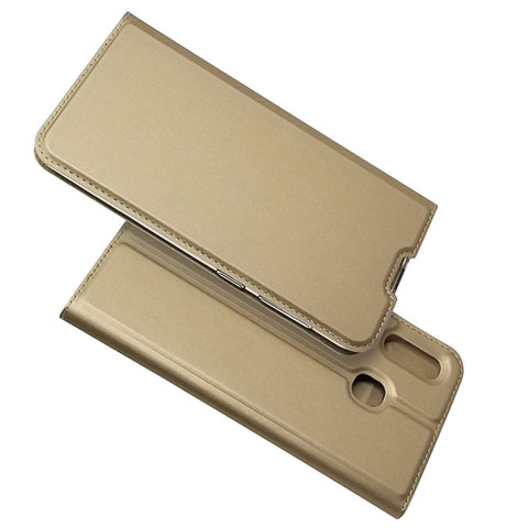 Custodia Portafoglio In Pelle Cover con Supporto per Samsung Galaxy M10S Oro