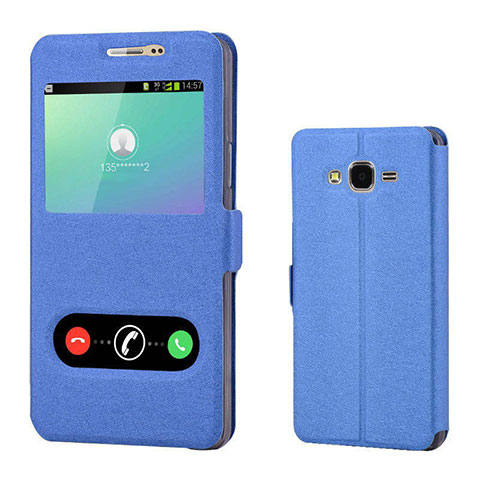 Custodia Portafoglio In Pelle Cover con Supporto per Samsung Galaxy On7 Pro Blu