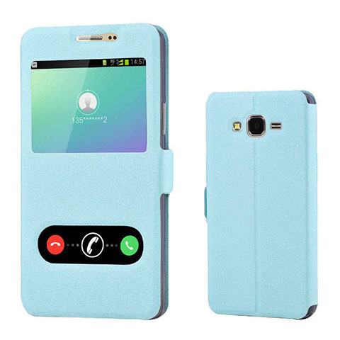 Custodia Portafoglio In Pelle Cover con Supporto per Samsung Galaxy On7 Pro Cielo Blu