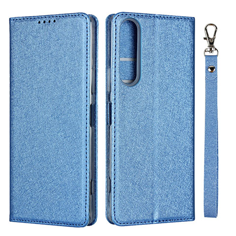 Custodia Portafoglio In Pelle Cover con Supporto per Sony Xperia 1 II Cielo Blu