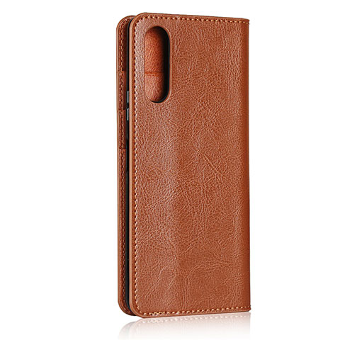 Custodia Portafoglio In Pelle Cover con Supporto per Sony Xperia 10 II Arancione