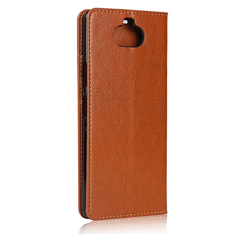 Custodia Portafoglio In Pelle Cover con Supporto per Sony Xperia 8 Lite Marrone Chiaro