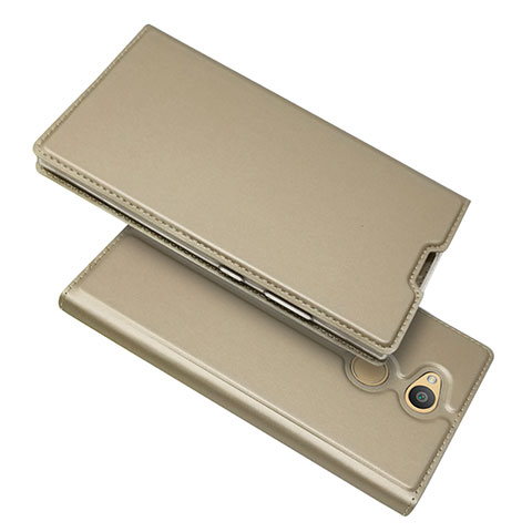 Custodia Portafoglio In Pelle Cover con Supporto per Sony Xperia L2 Oro