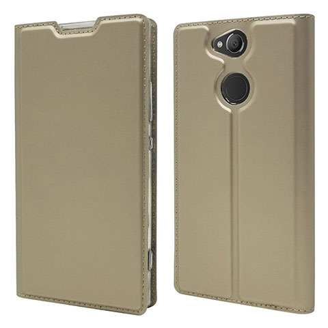 Custodia Portafoglio In Pelle Cover con Supporto per Sony Xperia XA2 Oro