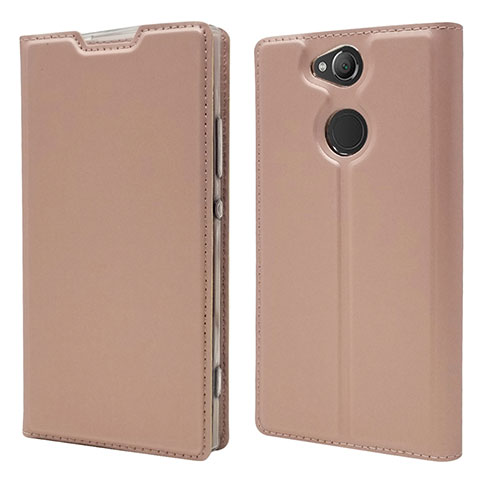 Custodia Portafoglio In Pelle Cover con Supporto per Sony Xperia XA2 Oro Rosa