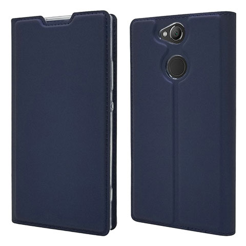 Custodia Portafoglio In Pelle Cover con Supporto per Sony Xperia XA2 Plus Blu