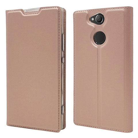 Custodia Portafoglio In Pelle Cover con Supporto per Sony Xperia XA2 Ultra Oro Rosa
