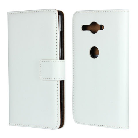 Custodia Portafoglio In Pelle Cover con Supporto per Sony Xperia XZ2 Compact Bianco