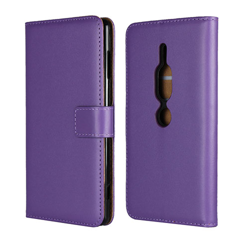 Custodia Portafoglio In Pelle Cover con Supporto per Sony Xperia XZ2 Premium Viola