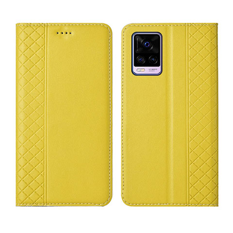 Custodia Portafoglio In Pelle Cover con Supporto per Vivo V20 Pro 5G Giallo