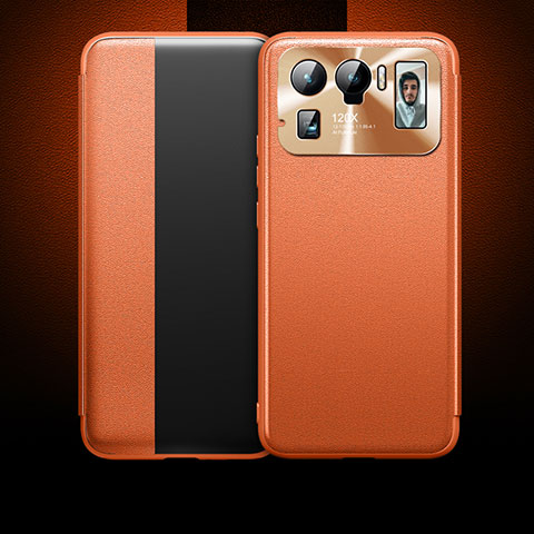 Custodia Portafoglio In Pelle Cover con Supporto per Xiaomi Mi 11 Ultra 5G Arancione