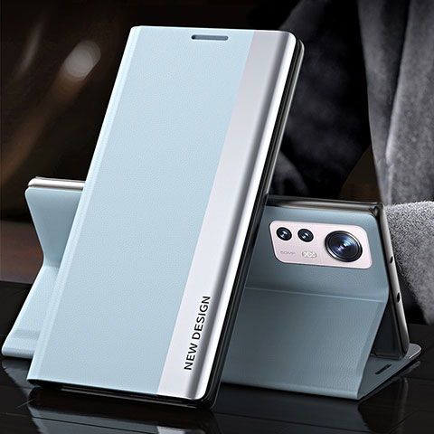 Custodia Portafoglio In Pelle Cover con Supporto per Xiaomi Mi 12 Pro 5G Azzurro