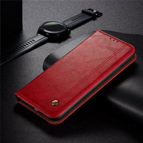 Custodia Portafoglio In Pelle Cover con Supporto per Xiaomi Redmi 9 India Rosso