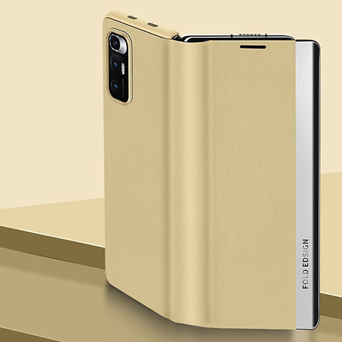Custodia Portafoglio In Pelle Cover con Supporto Q01H per Xiaomi Mix Fold 5G Oro