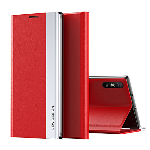 Custodia Portafoglio In Pelle Cover con Supporto Q01H per Xiaomi Redmi 9AT Rosso