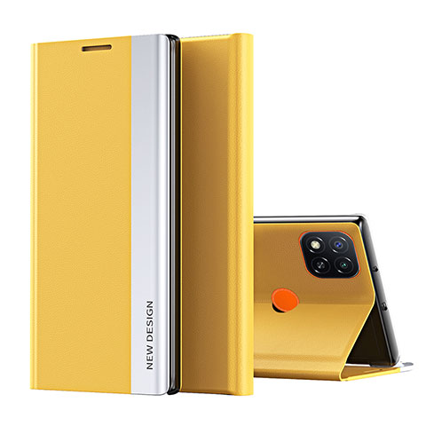 Custodia Portafoglio In Pelle Cover con Supporto Q01H per Xiaomi Redmi 9C Giallo