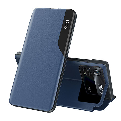 Custodia Portafoglio In Pelle Cover con Supporto Q02H per Xiaomi Redmi Note 11E Pro 5G Blu