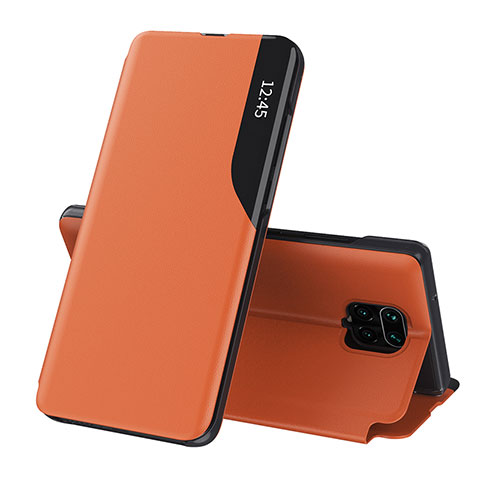 Custodia Portafoglio In Pelle Cover con Supporto Q02H per Xiaomi Redmi Note 9 Pro Max Arancione