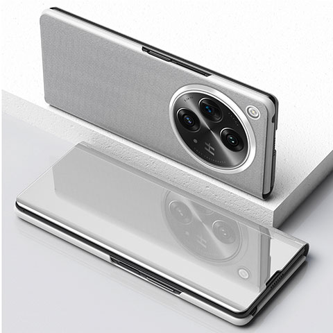 Custodia Portafoglio In Pelle Cover con Supporto QH1 per Oppo Find N3 5G Argento