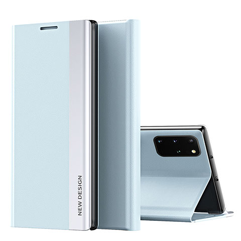 Custodia Portafoglio In Pelle Cover con Supporto QH1 per Samsung Galaxy S20 Plus Azzurro